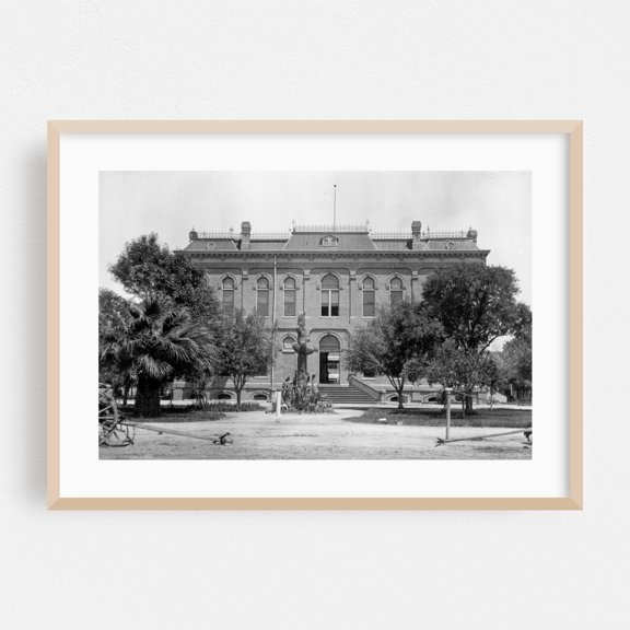 Phoenix City Hall - Phoenix Arizona Photography Vintage Architecture Black and White Cactus Victorian Rural Oak Framed Wall Art Print 5 x 7 inches