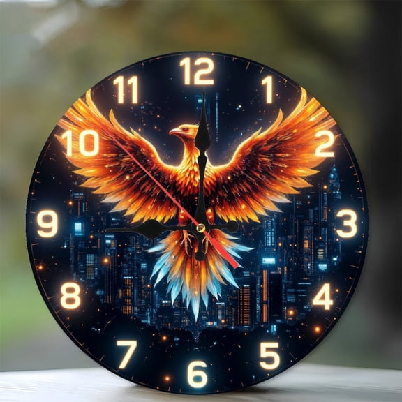 Phoenix Clock Decor 10-Inch Silent Wooden Wall Clock, Battery Operated (AA Batteries Not Included), Artistic Home Decor