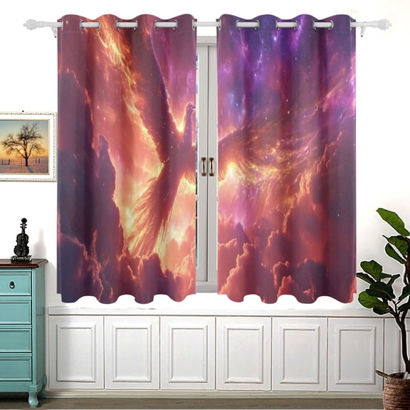 Phoenix Clouds 5455 Inch Black Out Curtains 2 Packs Aesthetic for Bedroom Living Room Sliding Glass Doors Kitchen Windows