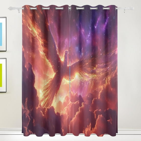 Phoenix Clouds Black Out Curtains 84 Inch Length Curtains for Sliding Glass Doors Bedroom Living Room 2 Pack