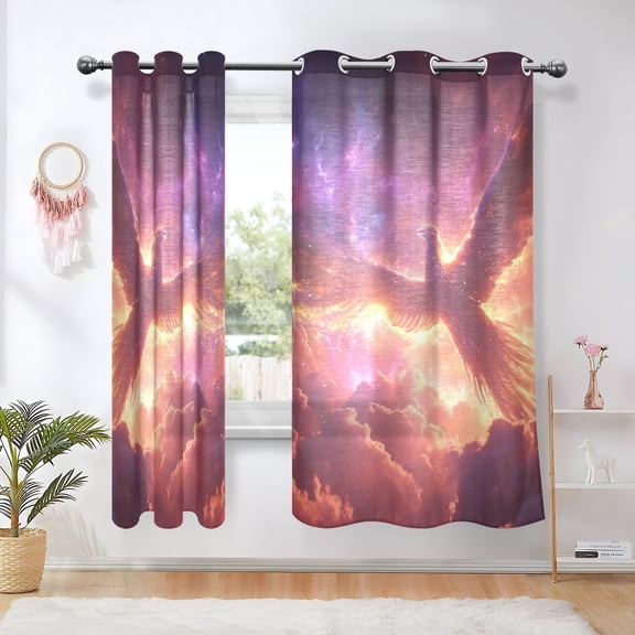 Phoenix Clouds Blackout Curtains Thermal Insulation 63 inch Grommet for Bedroom Living Room Bathroom Kitchen Windows 2 Pack