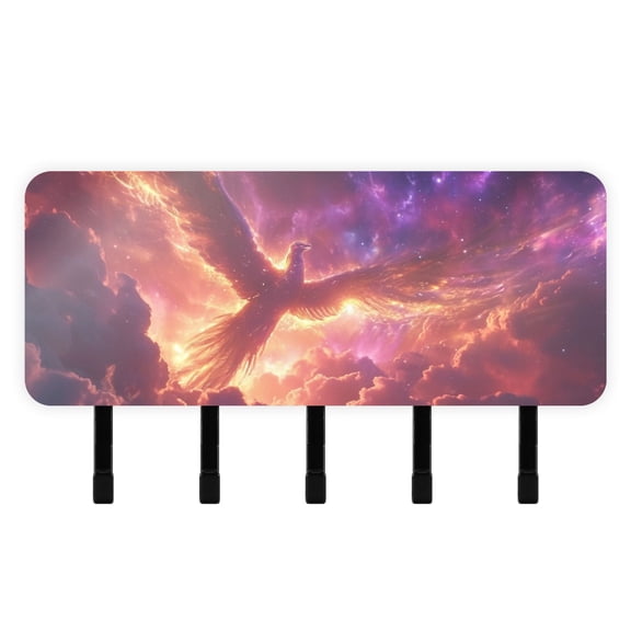 Phoenix Clouds Mail Holder Organizer Wall Mount with Shelf Key Holder Key Rack with 5 Key Hooks for Wall Decorative