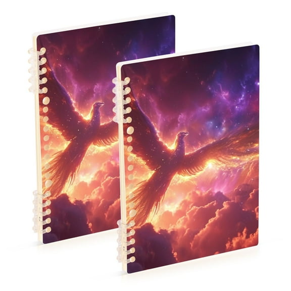 Phoenix Clouds Ring Binder Notebook Journey Note Diary College Ruled Spiral Notebook Study Loose Leaf Paper A5 60 Pages