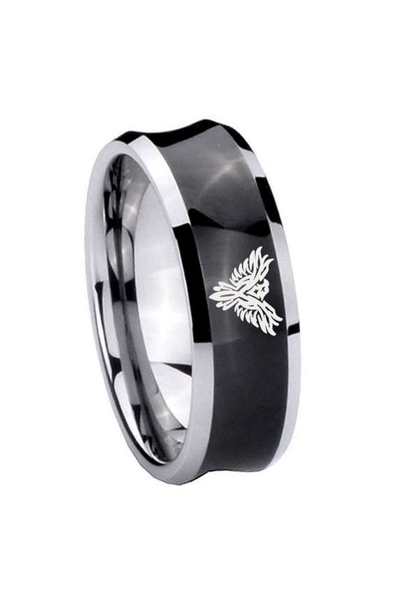 Phoenix Concave Black Tungsten Men Ring 10MM