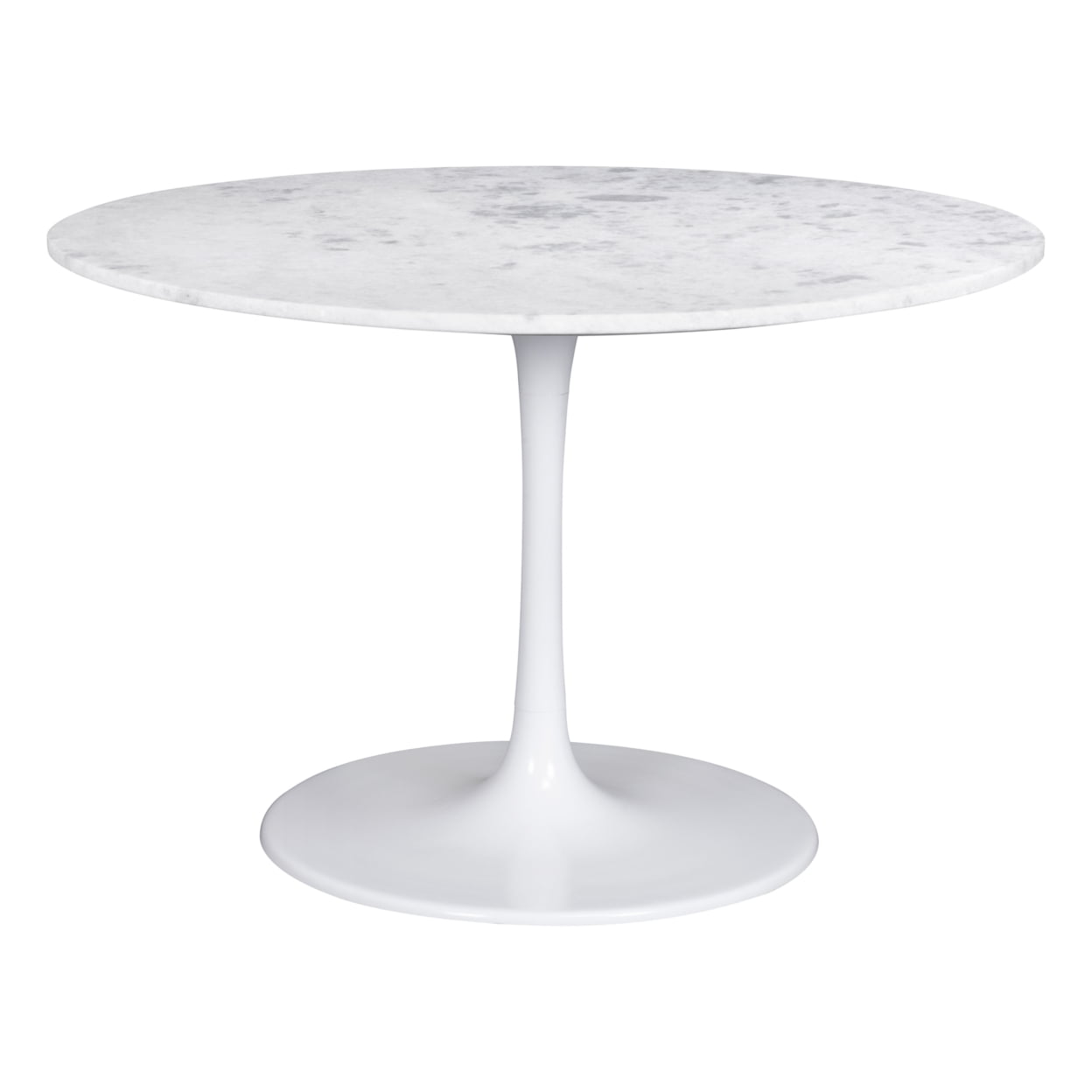 White Marble and Wood Round Dining Table