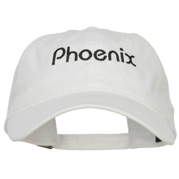 Phoenix Embroidered Washed Buckled Cap - White OSFM