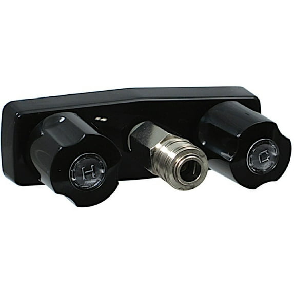 FAUCET W/ QUICK CONNECT 4IN 2 KNOB PLASTIC BLACK