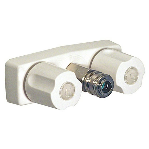 FAUCET W/ QUICK CONNECT 4IN 2 KNOB PLASTIC WHITE