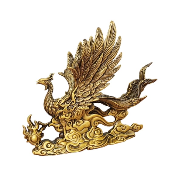 Phoenix Figurine Brass Statue Copper Ornament Prosperity Symbol Housewarming Gift Living Room Desk