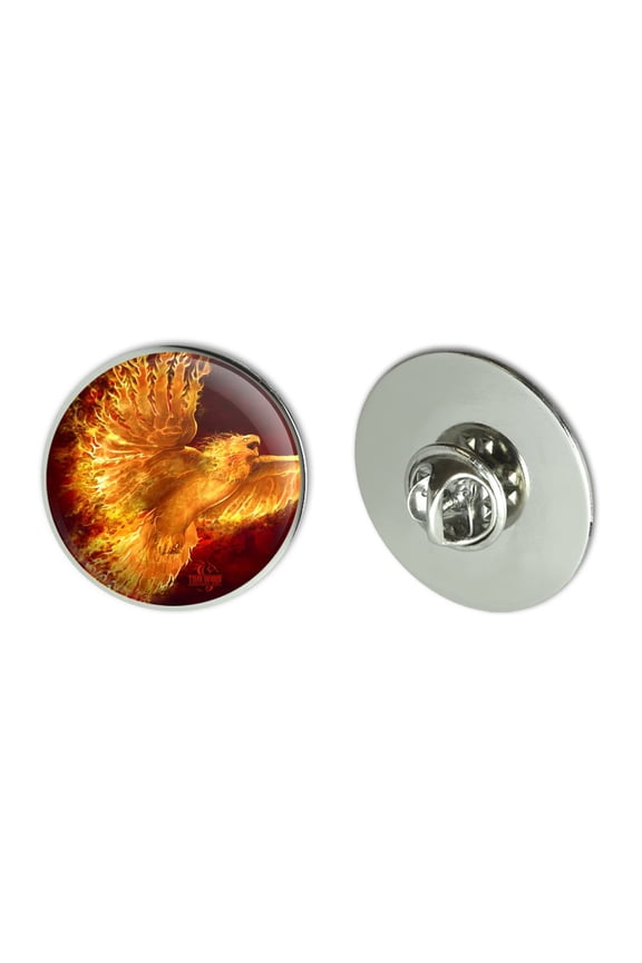 Phoenix Firebird Flaming Fire Bird Rising Fantasy Metal 1.1" Tie Tack Hat Lapel Pin Pinback