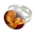thumbnail image 1 of Phoenix Firebird Flaming Fire Bird Rising Fantasy Silver Plated Adjustable Novelty Ring, 1 of 4