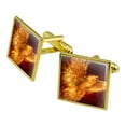 thumbnail image 1 of Phoenix Firebird Flaming Fire Bird Rising Fantasy Square Cufflink Set - Silver or Gold, 1 of 6