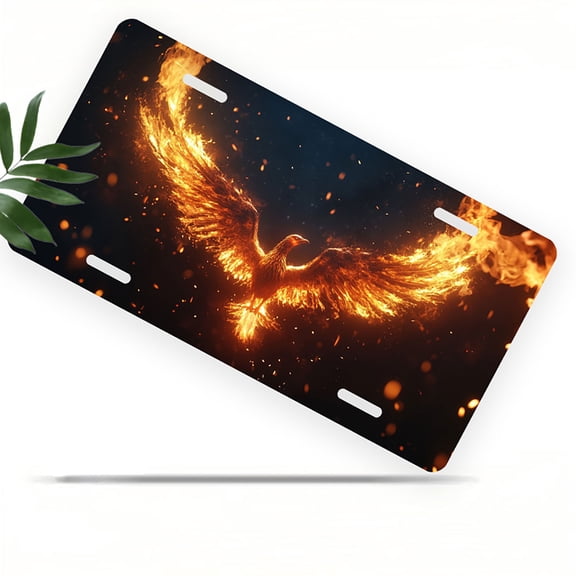Phoenix Flames Front License Plate, Metal License Plate, Funny Standard Plates Personalized Novelty Decorative For Men/Women/Boys/Girls Car 6×12 Inch