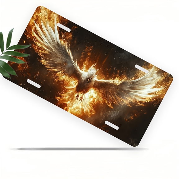 Phoenix in Flames Front License Plate, Metal License Plate, Funny Standard Plates Personalized Novelty Decorative For Men/Women/Boys/Girls Car 6×12 Inch