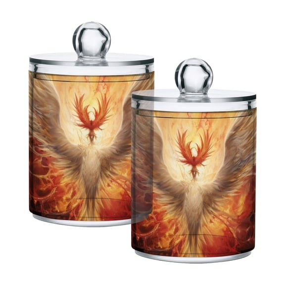 Phoenix Flames Translucent Plastic Cans Storage Canisters with Lid Set of 2