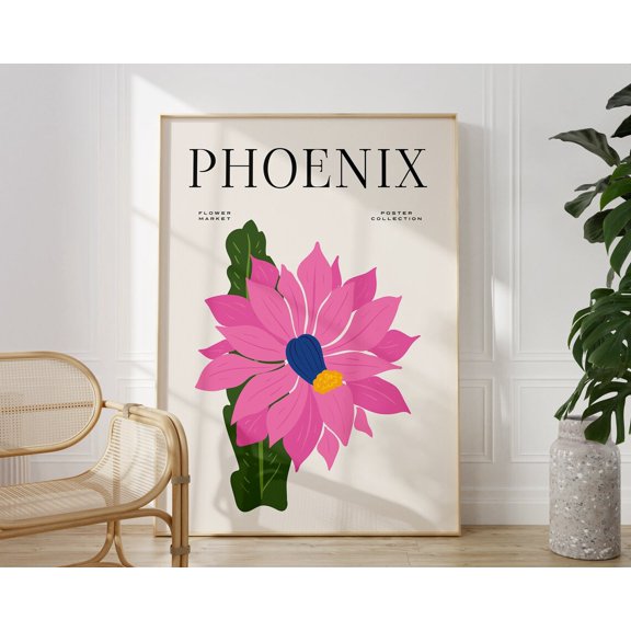 Phoenix Flower Market Retro Floral Wall Art Unframed Paper Print
