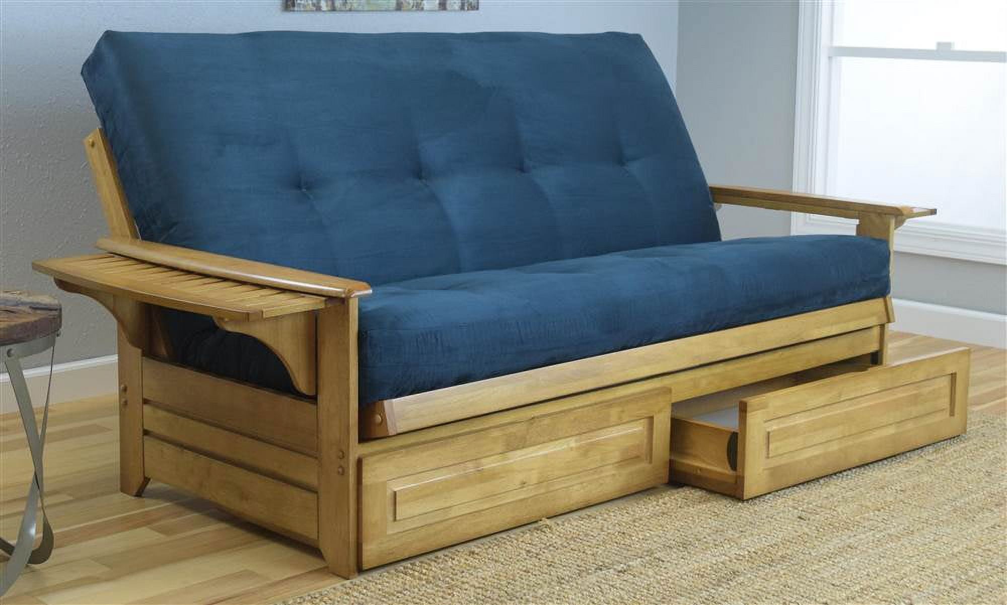 Phoenix FullSize Sofa Bed Futon with Butternut Finish Frame and Suede
