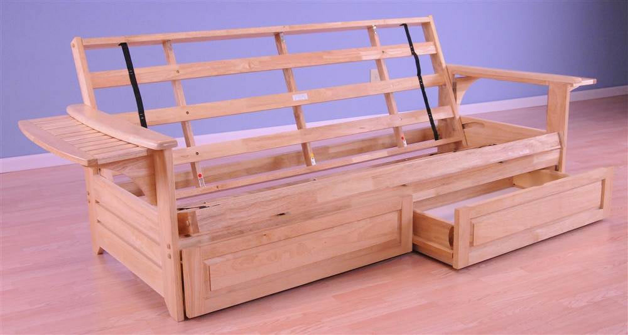 Phoenix Futon in Natural Finish with Storage Drawer