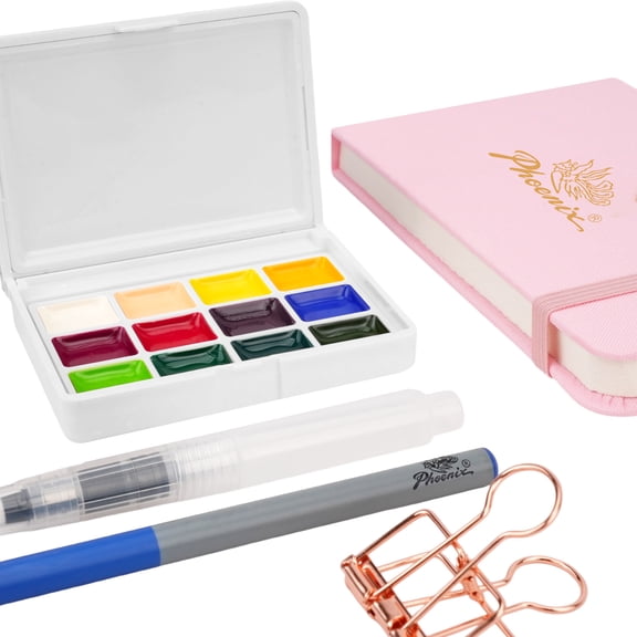 Phoenix Half-dry Watercolor Hand-drawn Set Beginner and Children's Portable Watercolor Handbook
