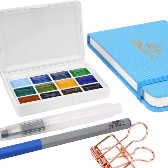 Phoenix Mini Watercolor Paint Set, Travel Pocket Watercolor Set,for Beginners, Hobbyists & Artists