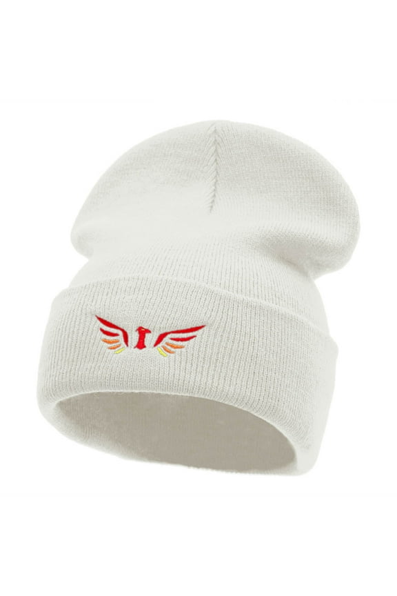 Phoenix Insignia Embroidered 12 Inch Knitted Long Beanie - White OSFM