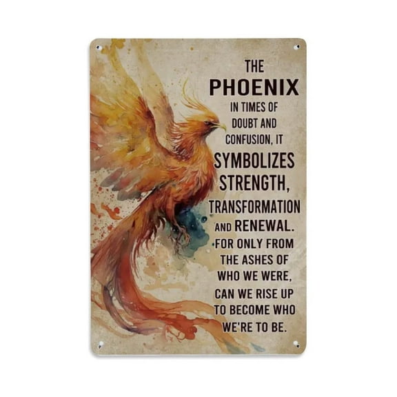 Phoenix Inspirational QUOTE Tin Sign Vintage Metal Sign Office Living Room Bar Coffee Wall Art Decor 8x12inch