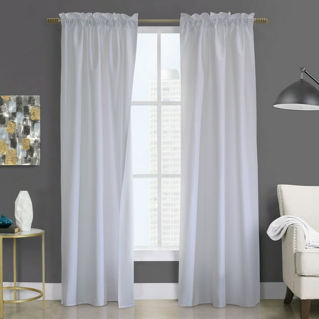 Phoenix Insulated Room Darkening Solid Curtain Panel Pair each 40" x 63" in White