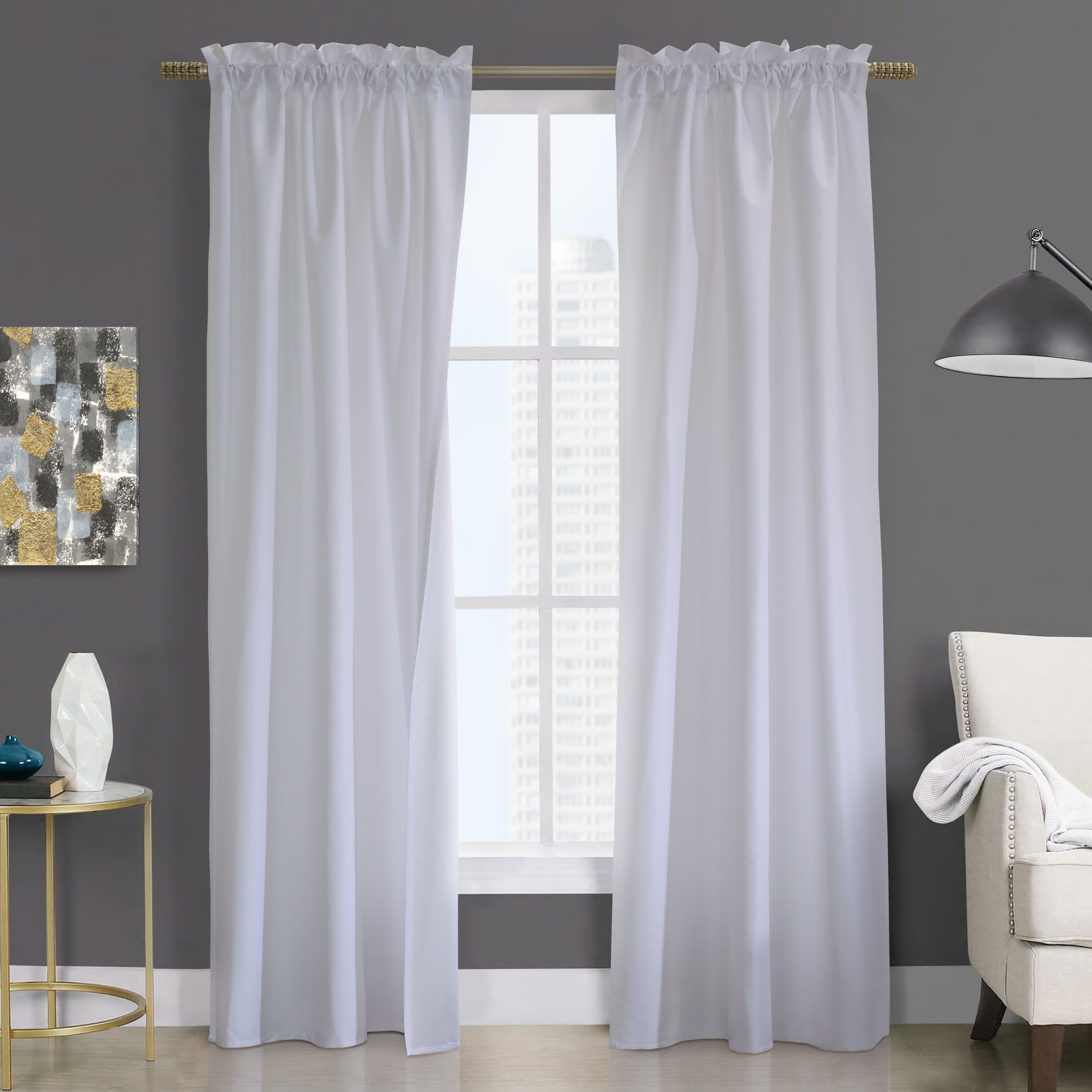 Phoenix Insulated Room Darkening Solid Curtain Panel Pair each 40" x 84" in White