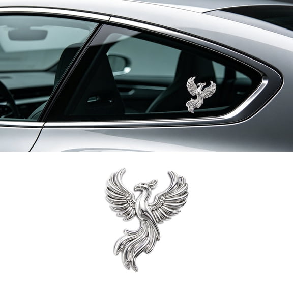 Phoenix Metal Piano & Guitar Decal, 3D Solid Aluminum Alloy Sticker, Heavy Duty Decorative Emblem for Musical Instruments , Car & More