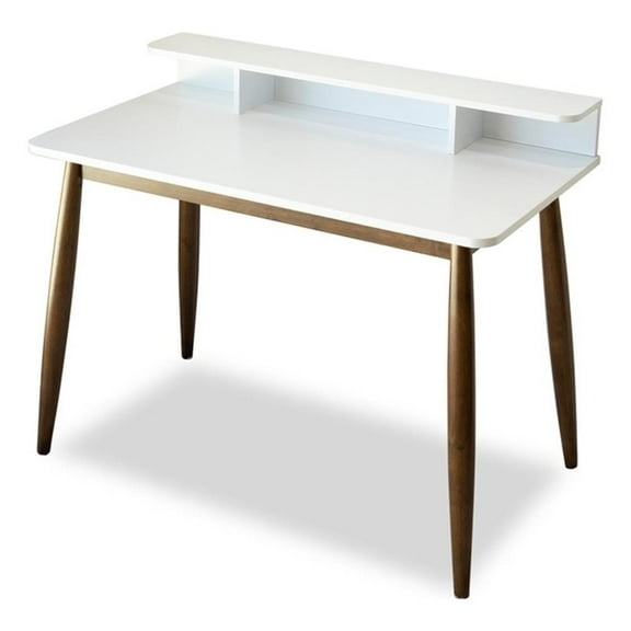 Phoenix Mid-Century Modern Rectangular Solid Wood Desk in White