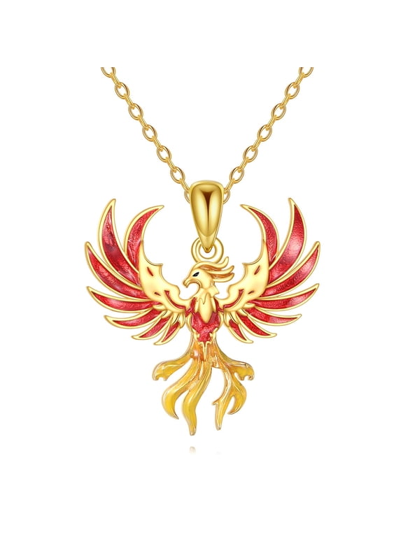 Phoenix Necklace Jewelry for Women 925 Sterling Silver 14K Gold Plated Phoenix Pendant Necklace Jewelry Gifts for Mom Wife