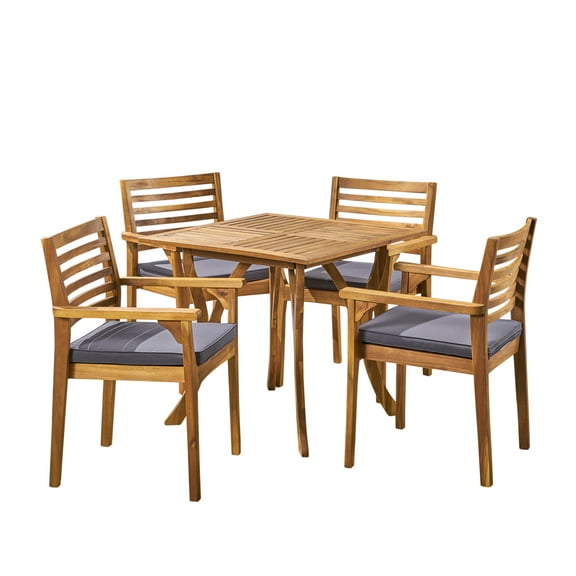 Phoenix Outdoor Acacia Wood 4-Seater Dining Set with 32" Square Table