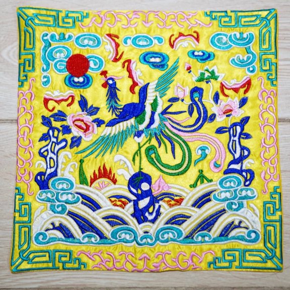 Phoenix Pattern Coasters Square Chinese Style Embroidered Dining Handicrafts Anti Scalding Tableware Doilies table mat