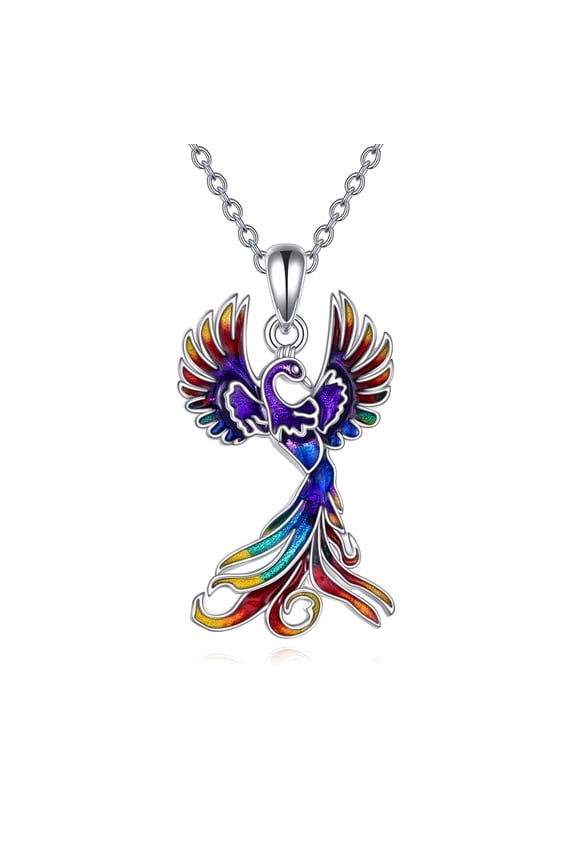 Phoenix Pendant Necklace 925 Sterling Silver Jewelry Gifts for Women Mom (Rainbow)