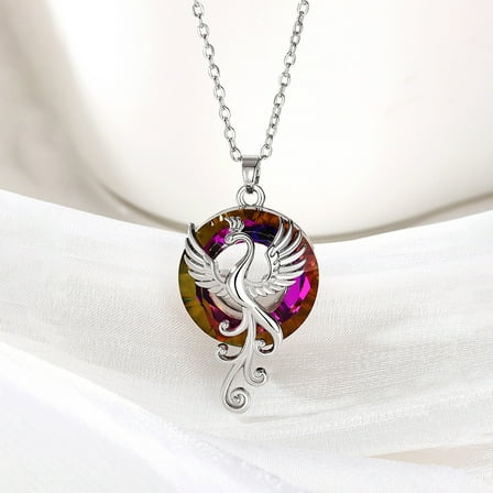 Phoenix Pendant Necklace 925 Sterling Silver Jewelry Gifts for Women Mom (Volcanic crystal)