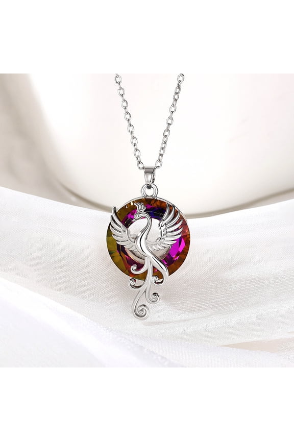 Phoenix Pendant Necklace 925 Sterling Silver Jewelry Gifts for Women Mom (Volcanic crystal)