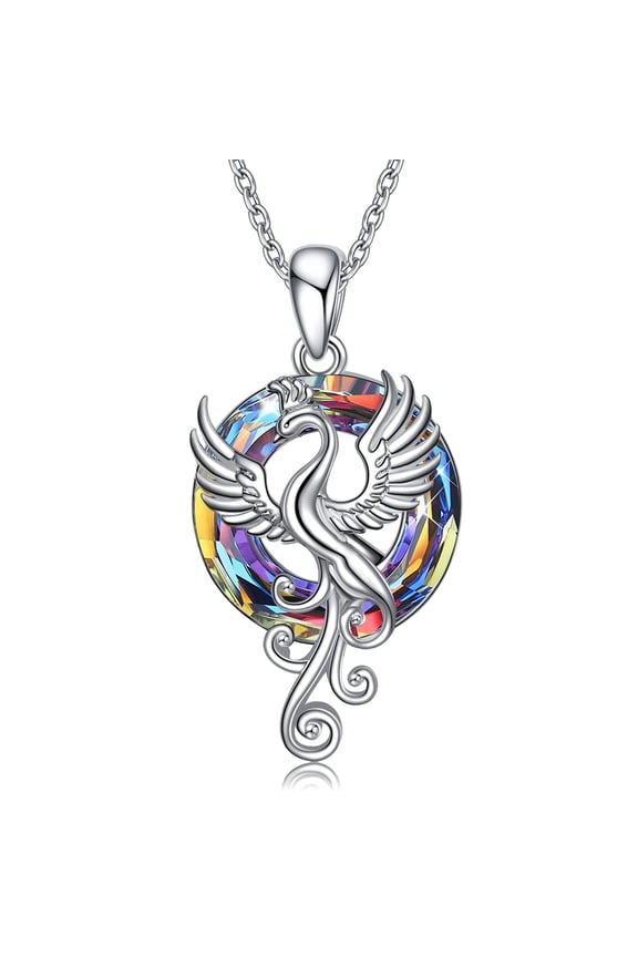 Phoenix Pendant Necklace 925 Sterling Silver Jewelry Gifts for Women Mom (Volcanic crystal)