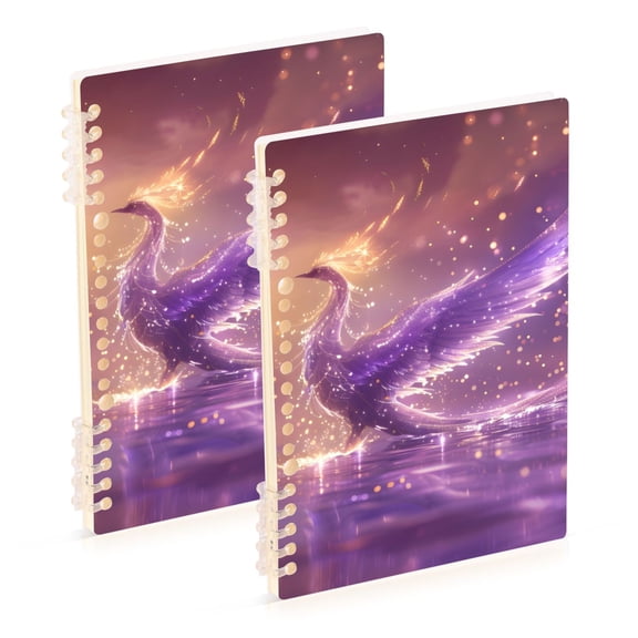 Phoenix Play Water 2 Pcs Spiral Notebooks 60 Sheets 120 Pages A5 Journal Notepad 8.3x5.7 Inch Thick Adjustable College Ruled Paper