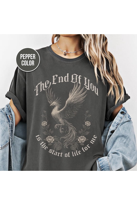 Phoenix Rebirth Vintage 90s Rock Band Distressed Gothic Graphic Shirt Comfort Colors Unisex Cotton T-Shirt, Size S-3XL
