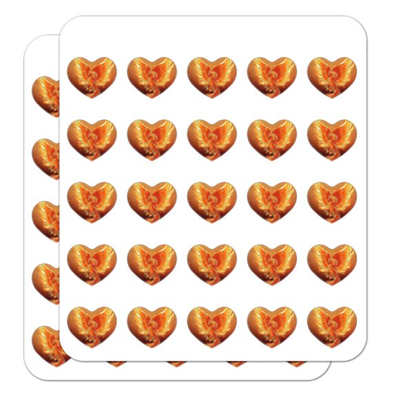 Phoenix Rising from The Flames Heart Shaped Planner Calendar Scrapbook Craft Stickers