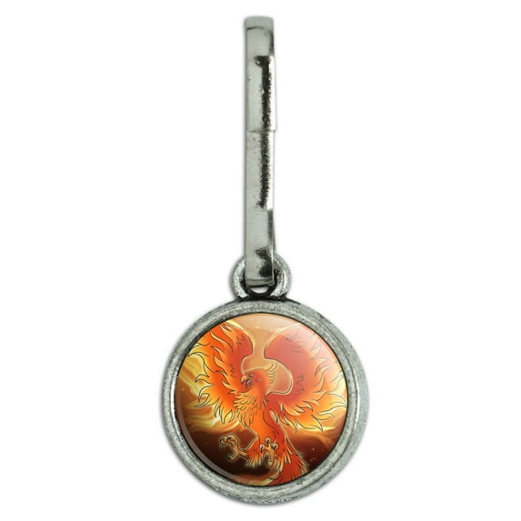 Phoenix Rising from the Flames Antiqued Charm Clothes Purse Suitcase Backpack Zipper Pull Aid