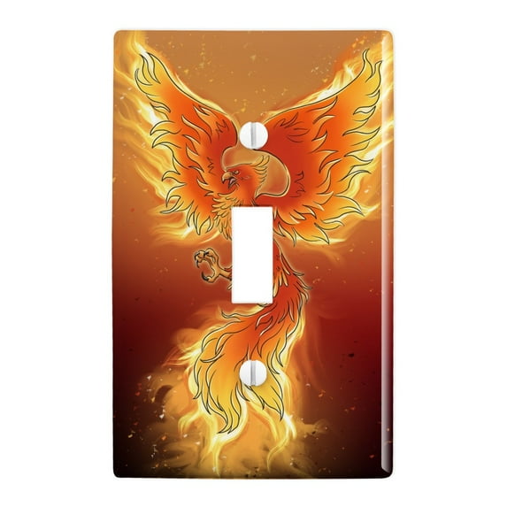 Phoenix Rising from the Flames Plastic Wall Decor Toggle Light Switch Plate Cover