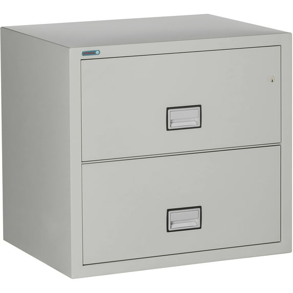 Phoenix Safe Lateral 31 inch 2-Drawer Fireproof File Cabinet with Key Lock, Water Seal, Gray, LAT2W31LG