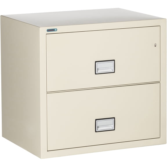 Phoenix Safe Lateral 31 inch 2-Drawer Fireproof File Cabinet with Key Lock, Water Seal, Putty, LAT2W31P