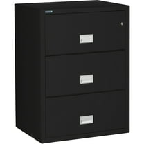 Phoenix Safe Lateral 31 inch 3-Drawer Fireproof File Cabinet with Key Lock, Water Seal, Black, LAT3W31B