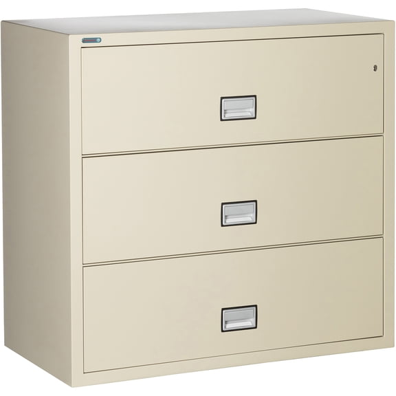 Phoenix Safe Lateral 44 inch 3-Drawer Fireproof File Cabinet with Key Lock, Water Seal, Putty, LAT3W44P