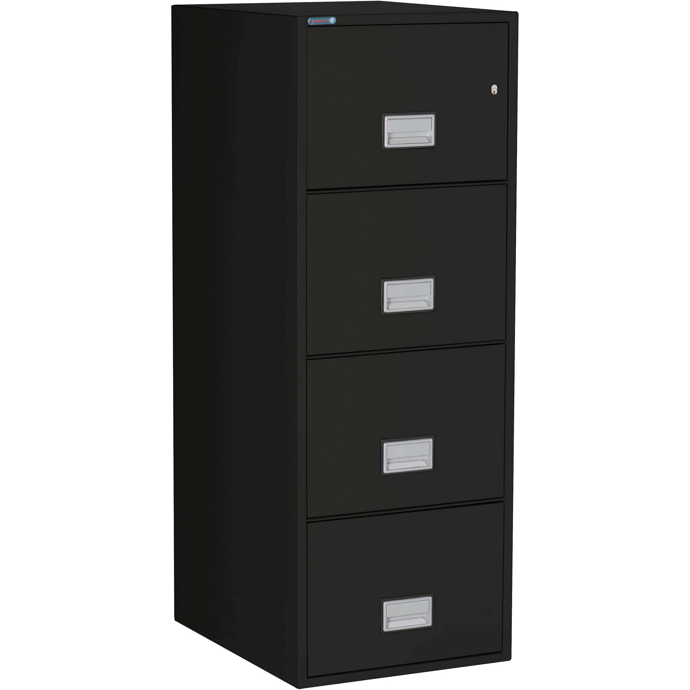 Black Vertical 25 inch 4-Drawer Fireproof File Cabinet with Key Lock