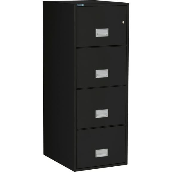 Phoenix Safe Vertical 25 inch 4-Drawer Legal Fireproof File Cabinet with Key Lock, Water Seal, Black, LGL2W25B