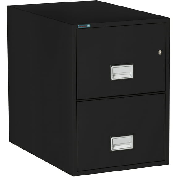 Phoenix Safe Vertical 31 inch 2-Drawer Legal Fireproof File Cabinet with Key Lock, Water Seal, Black, LGL2W31B