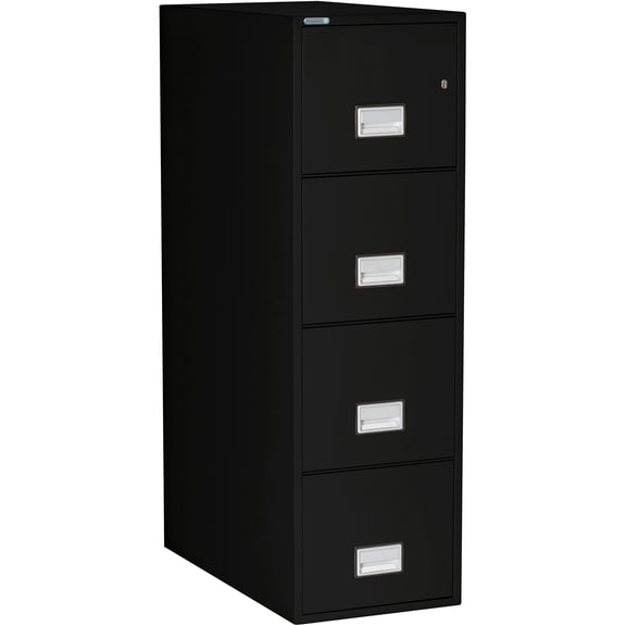 Phoenix Safe Vertical 31 inch 4-Drawer Letter Fireproof File Cabinet with Key Lock, Water Seal, Black, LTR4W31B
